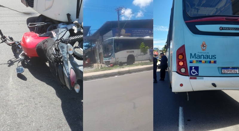 Piloto de moto fica gravemente ferido após atropelamento por ônibus