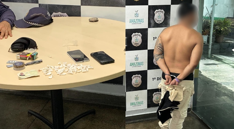 Homem é preso por tráfico de drogas na Rua Lobo D’Almada, Manaus