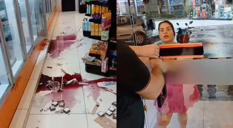 Enfurecida, mulher destrói loja de conveniência e causa caos