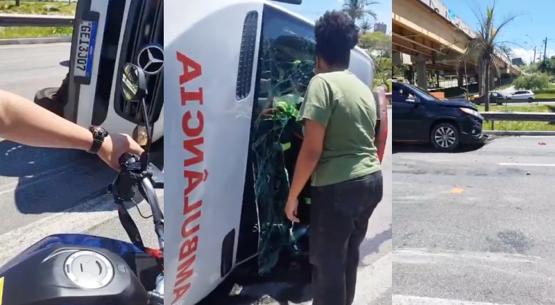 Ambulância capota e deixa enfermeiro em estado grave: assista ao vídeo