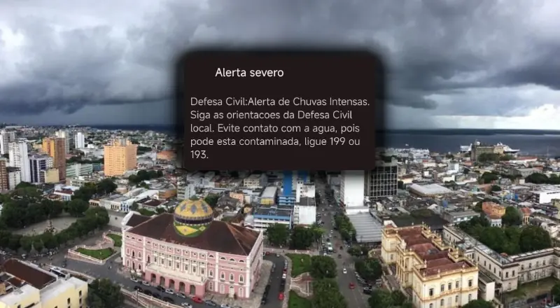 Defesa Civil alerta para chuvas intensas em Manaus hoje e amanhã