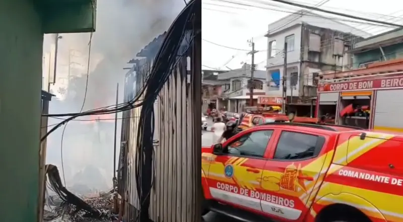 Incêndio no São Jorge já destruiu três casas e afeta resgate.