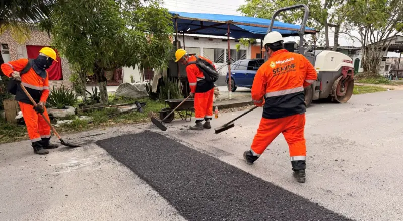 Prefeitura de Manaus intensifica operação ‘Tapa-Buracos’ para melhorias na Nova Cidade