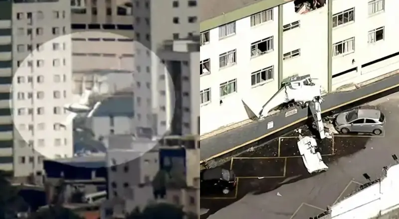 Tudo filmado: acidente aéreo em Belo Horizonte deixa dois mortos