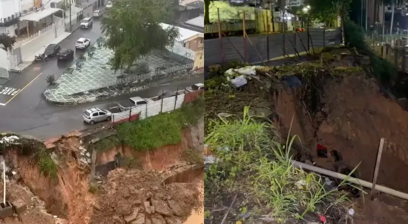 Cratera em terreno da Faculdade Santa Teresa preocupa moradores do Vieiralves