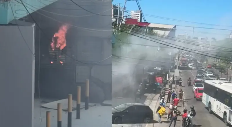 Incêndio em estrutura elétrica causa caos na Djalma Batista