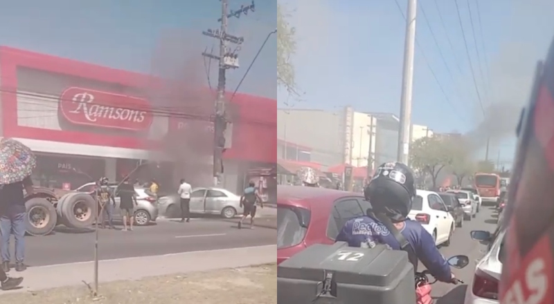 Incêndio em frente da Ramsons na Avenida Grande Circular causa caos no trânsito
