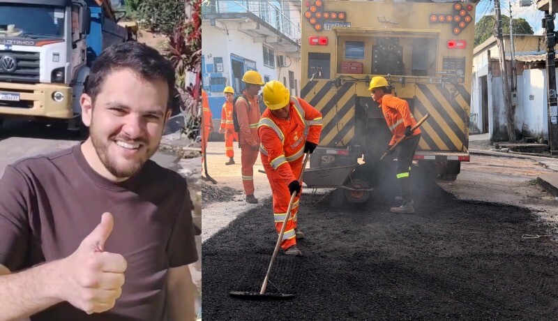 Em pleno domingo, prefeito Renato Junior apoia tapa-buracos em Manaus