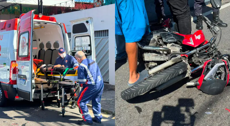 Em colisão com outro veículo, motociclista fica ferido na Darcy Vargas