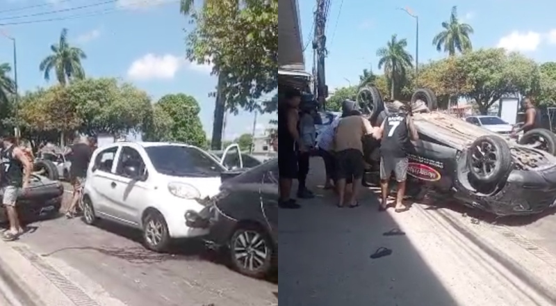 Acidente de trânsito envolvendo 3 carros no Japiim deixa feridos