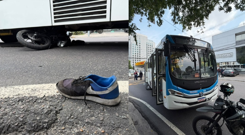 Gravíssimo: motoqueiro se envolve em grave acidente de ônibus