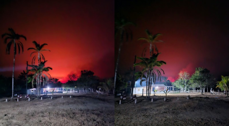 Noite de céu vermelho: Incêndio em Itacoatiara pede socorro