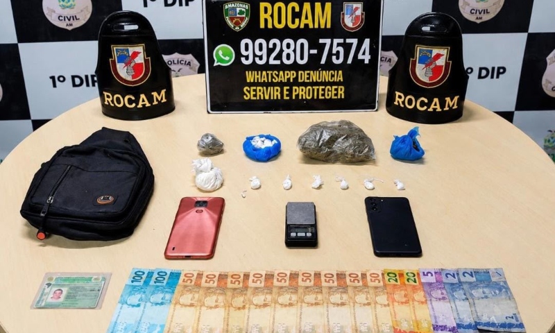 Foragido por tráfico é preso com drogas no Japiim, veja o vídeo.