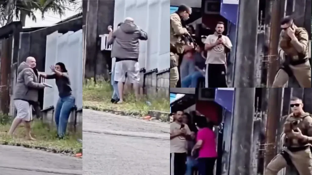 Tudo filmado: mulher salva de ex-marido ameaçador e violento
