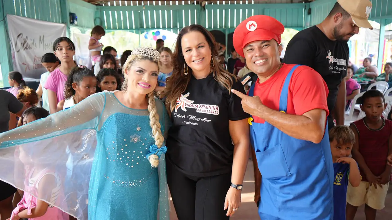 Ação social da Virada Feminina do Amazonas para crianças no Tarumã-Açu, Manaus