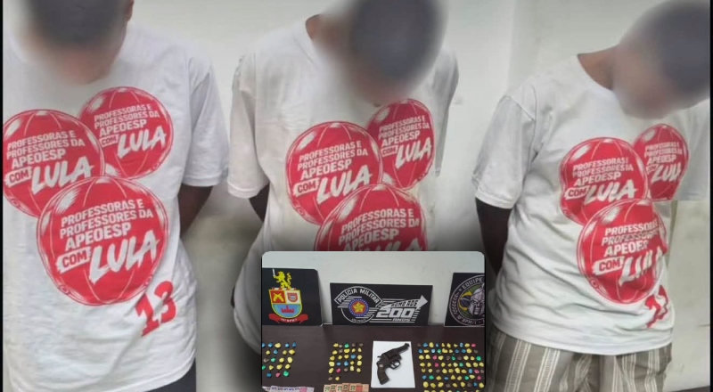 Bandidos são presos com 160 pacotes de cocaína e armas